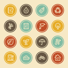 Green Ecology Web Icon Set 4, Color Circle Buttons