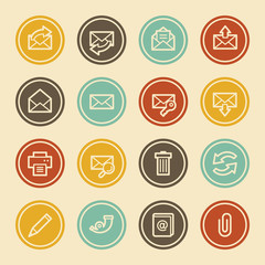 Email Web Icons, Color Circle Buttons