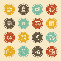 Transport Web Icons, Color Circle Buttons