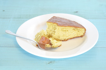Portion of homemade cake