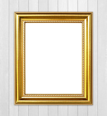 Fototapeta premium golden frame on wood wall background