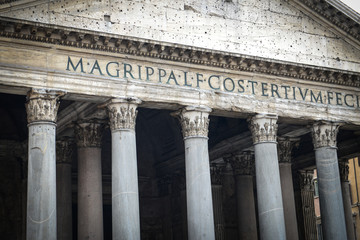 Pantheon of Agripa Pillars in Rome, Italy