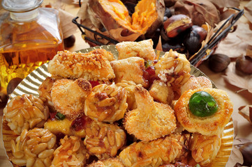 panellets, roasted chestnuts and sweet potatoes, and sweet wine,