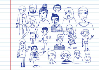 people hand drawn  and people Sketch by pen