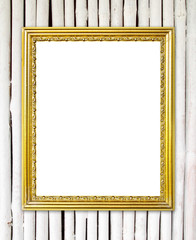 golden frame on bamboo wall background