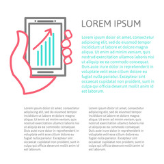 Hand holing smart phone with chart
