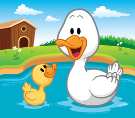 Vector illustration of Duck cartoon