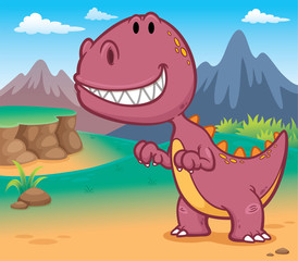 Vector illustration of Cartoon Dinosaur