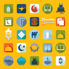 Set of flat icons: Ramadan Kareem
