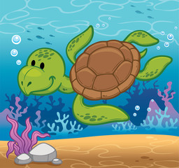 Vector illustration of Cartoon turtle