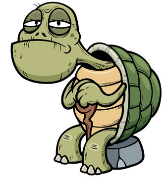 Vector illustration of Cartoon Old turtle