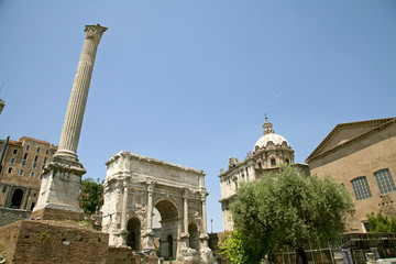 Inside the Palantine Hill at the Roman ruins in Rome, Forum
