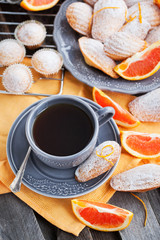 Fresh orange madeleines cookies