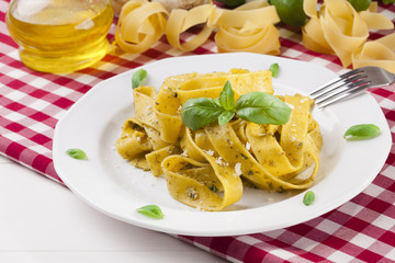 Pasta tagiatelle with pesto