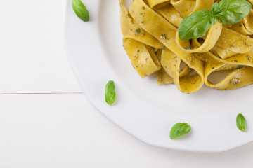 Pasta tagiatelle with pesto