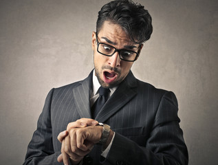 Businessman late for work