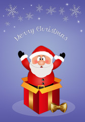 Santa Claus in gift box for Christmas