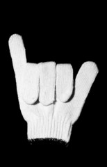 A glove on black background.