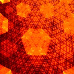 Abstract Orange Hexagonal Fractal Plane - Golden