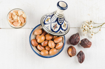 Argan fruit in a moroccan tajine
