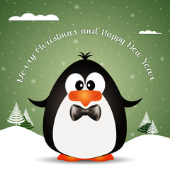 Funny penguin at Christmas