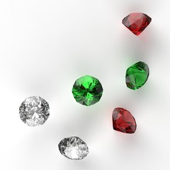 Diamonds 3d composition on white as merry's x mas concept