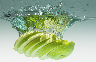 Apple green in the water.