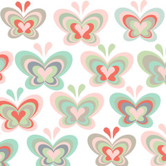 Simple colorful butterflies vector pattern background