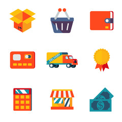 Shopping Icons set modern trendy flat vector illustration
