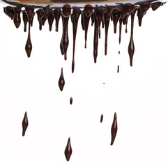 Hot chocolate stream isolated on white 