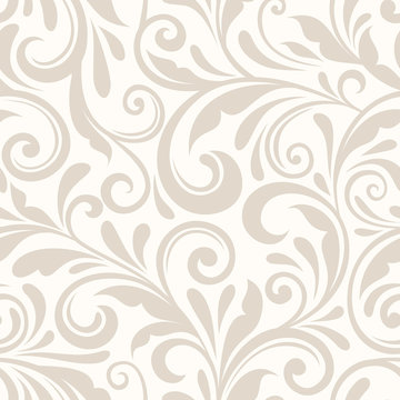 Vintage seamless beige floral pattern. Vector illustration.