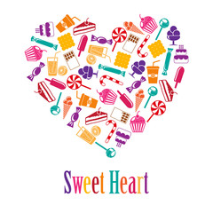 vector heart made of colorful sweets