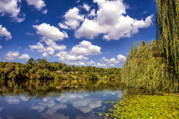 Beautiful summer landscape with blue sky