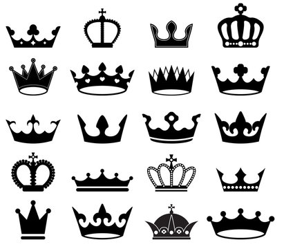 vector set of retro crowns