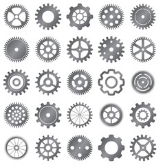 vector set of gear wheels on white background - 72621543