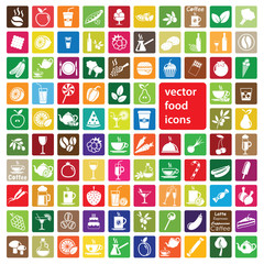 big collection of colorful vector food icons
