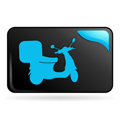 scooter de livraison sur bouton web rectangle bleu