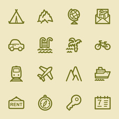 Travel web icons set