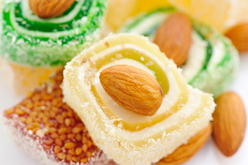 Tasty Turkish delight with almond
