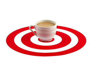 Coffee cup in the center of red target