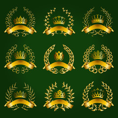 Luxury gold labels with laurel wreath