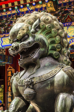 Dragon Bronze Statue Roof Summer Palace Beijing China
