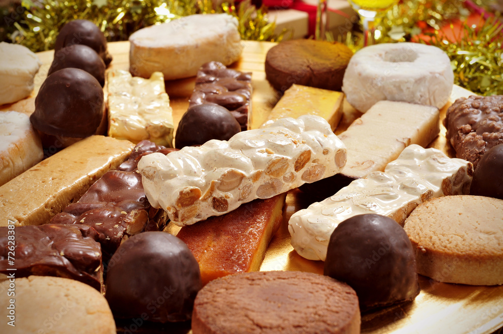 Wall mural turron, mantecados and polvorones, typical christmas sweets in s