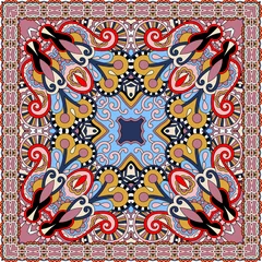 Poster Traditional ornamental floral paisley bandanna. Square ornament © Kara-Kotsya