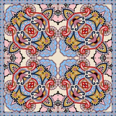 Tissu par mètre Tuiles marocaines foulard en soie ou foulard motif carré