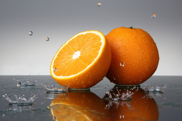 Orange and water drops