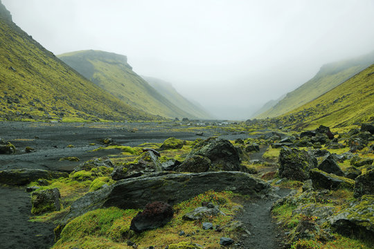 Ofaerufoss waterfall in Eldgja canyon