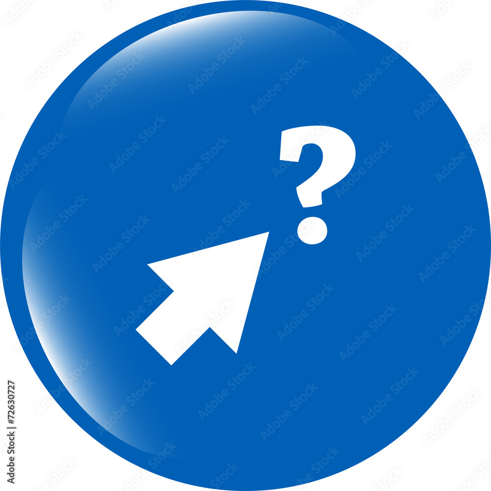 Poster computer button with arrow and questions mark, web icon