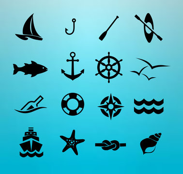 Marine icon set vector