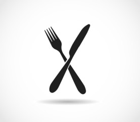 Knife and fork crossed icon vector,